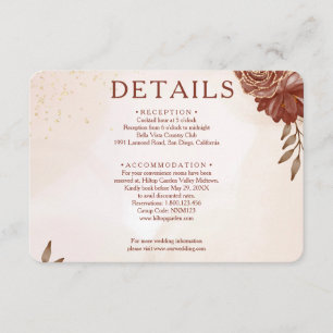 Burgundy & Gold Floral Wedding Enclosure Card