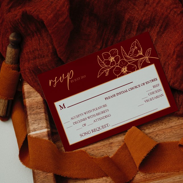 Burgundy Gold Floral Wedding Song Request RSVP (Creator Uploaded)