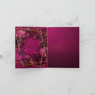 Burgundy Gold Floral Wedding Thank You Card