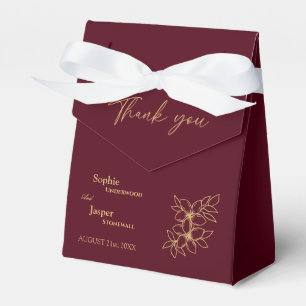 Burgundy Gold Floral Wedding Thank You Favour Box
