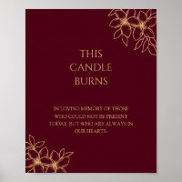 Burgundy Gold Floral Wedding This Candle Burns