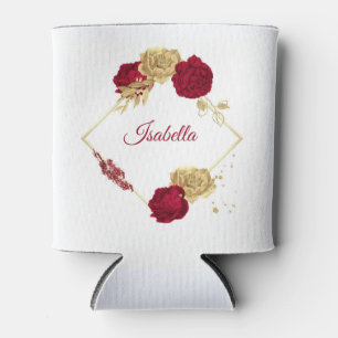 burgundy & gold flowers elegant wedding can cooler