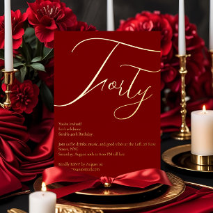 Burgundy & Gold Foil 40th Birthday Invitation