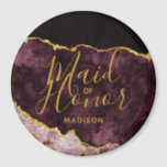 Burgundy & Gold Foil Agate Marble Maid of Honour Magnet<br><div class="desc">Burgundy Blush Pink Watercolor & Gold Foil Watercolor Marble Agate Gilded Geode Design,  with Modern and Script fonts. Trendy and Chic Wedding Maid of Honour magnet! ~ Check my shop to see the entire wedding suite for this design!</div>