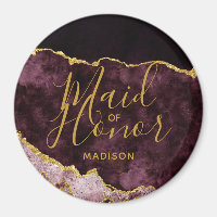 Burgundy & Gold Foil Agate Marble Maid of Honour