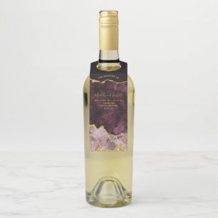 Burgundy Gold Foil Marble Agate Wedding Thank You Bottle Tag