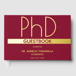 Burgundy Gold Foil PhD Graduation Guest Book