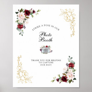 Burgundy Gold Foil Photo Booth Wedding Sign