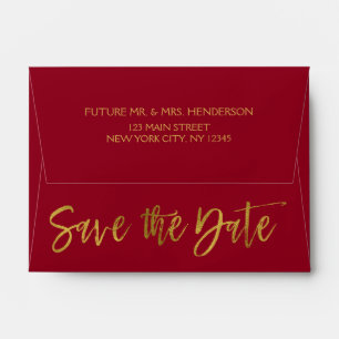 Burgundy Gold Foil Save the Date Envelope