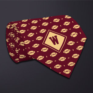 Burgundy Gold Football Icon Necktie