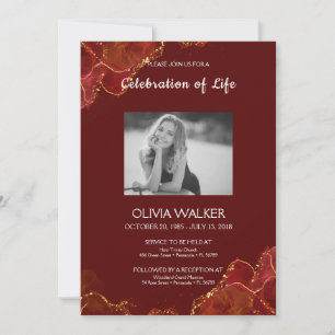 Burgundy & Gold Funeral Celebrating the life Invitation