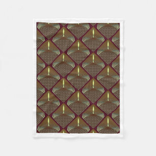 Burgundy Gold Geometric Art Deco Fleece Blanket
