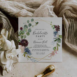 Burgundy Gold Geometric Bachelorette Party Invitation