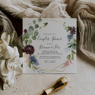 Burgundy Gold Geometric Couples Shower Invitation