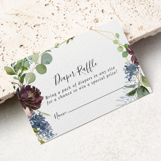 Burgundy Gold Geometric Diaper Raffle Ticket Enclosure Card (Creator Uploaded)