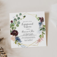 Burgundy Gold Geometric Engagement Party