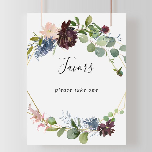 Burgundy Gold Geometric Favours Sign (Creator Uploaded)