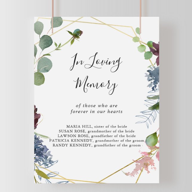 Burgundy Gold Geometric In Loving Memory Sign (Creator Uploaded)