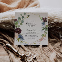 Burgundy Gold Geometric Retirement Party