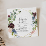 Burgundy Gold Geometric Surprise Party Invitation<br><div class="desc">This burgundy gold geometric surprise party invitation is perfect for a modern birthday,  retirement or any surprise party. The elegant boho design features watercolor navy,  blush pink and wine shade flowers with artistic penciled details.</div>