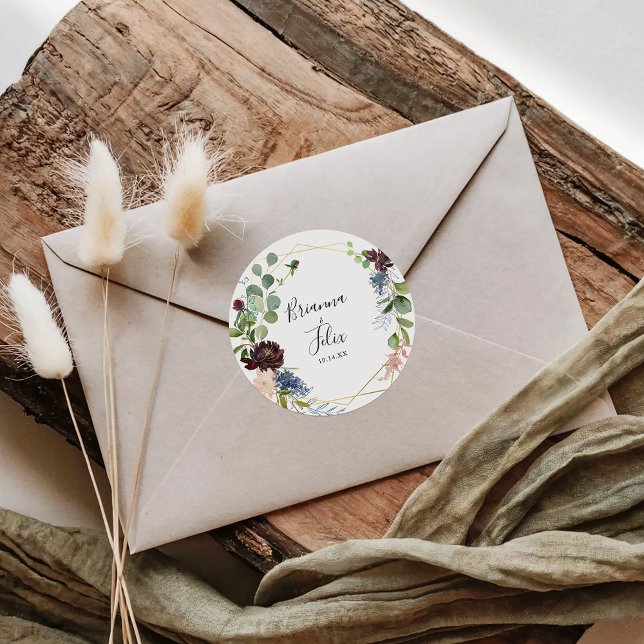 Burgundy Gold Geometric Wedding Envelope Seals (Creator Uploaded)