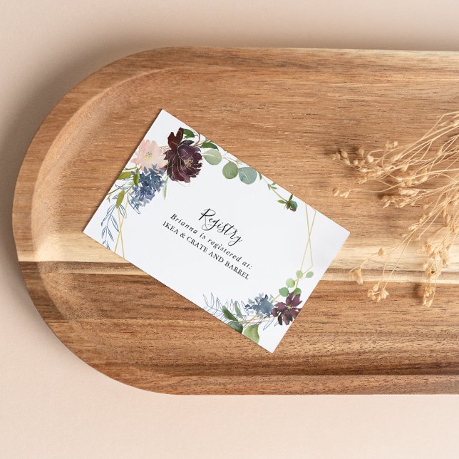 Burgundy Gold Geometric Wedding Gift Registry Enclosure Card (Creator Uploaded)