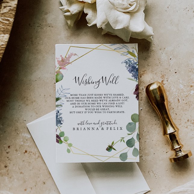 Burgundy Gold Geometric Wedding Wishing Well Enclosure Card (Creator Uploaded)