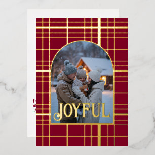 Burgundy & Gold Gingham Christmas Holiday Photo