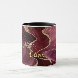 Burgundy Gold Glitter 01 Golden 3D Text Custom Mug