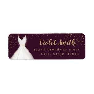 Burgundy Gold Glitter Elegant Dress return address