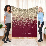 Burgundy Gold Glitter Girly Monogram Glam Fleece Blanket<br><div class="desc">Gold and Burgundy Faux Sparkle Glitter Monogram Name and Initial Fleece Blanket. This makes the perfect sweet 16 birthday,  wedding,  bridal shower,  anniversary,  baby shower or bachelorette party gift for someone that loves glam luxury and chic styles.</div>