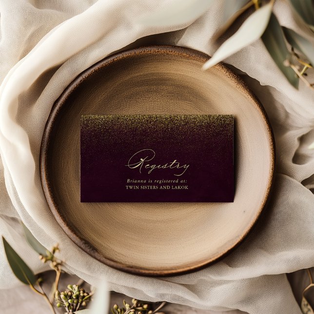 Burgundy Gold Glitter Wedding Gift Registry Enclosure Card (Creator Uploaded)