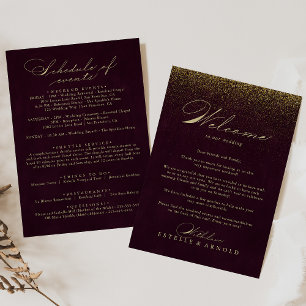 Burgundy Gold Glitter Wedding Welcome Letter