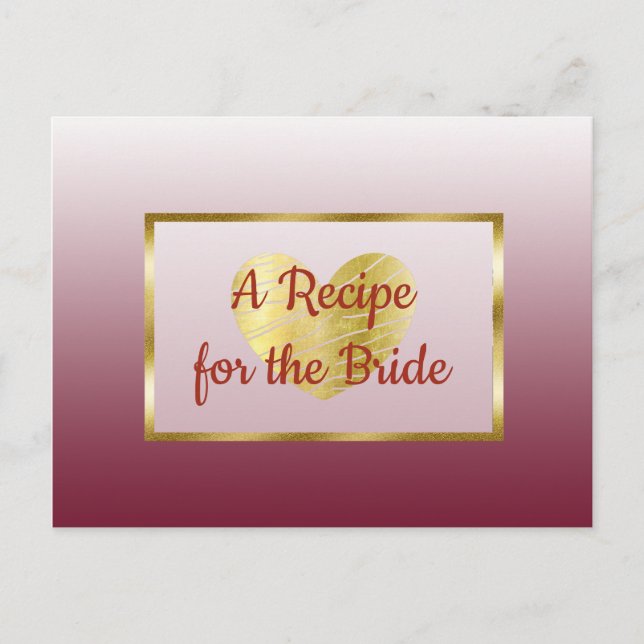 Burgundy & Gold Gradient wedding Recipe Card (Front)