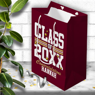 Burgundy Gold Graduating Class Year Medium Gift Bag