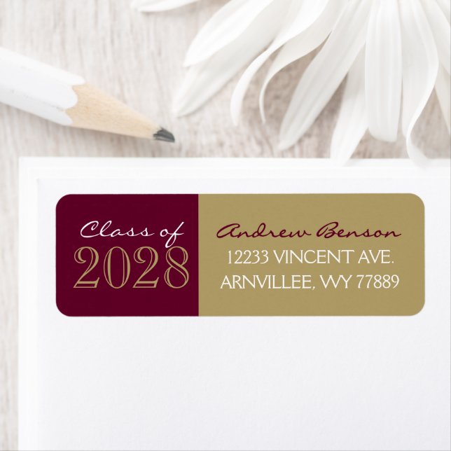 Burgundy & Gold Graduation Return Address (Insitu)