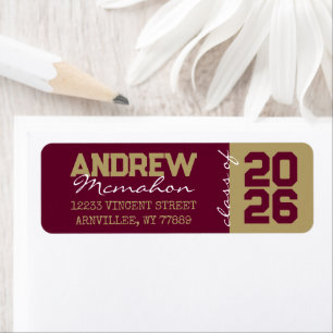 Burgundy & Gold Graduation Return Address Labels