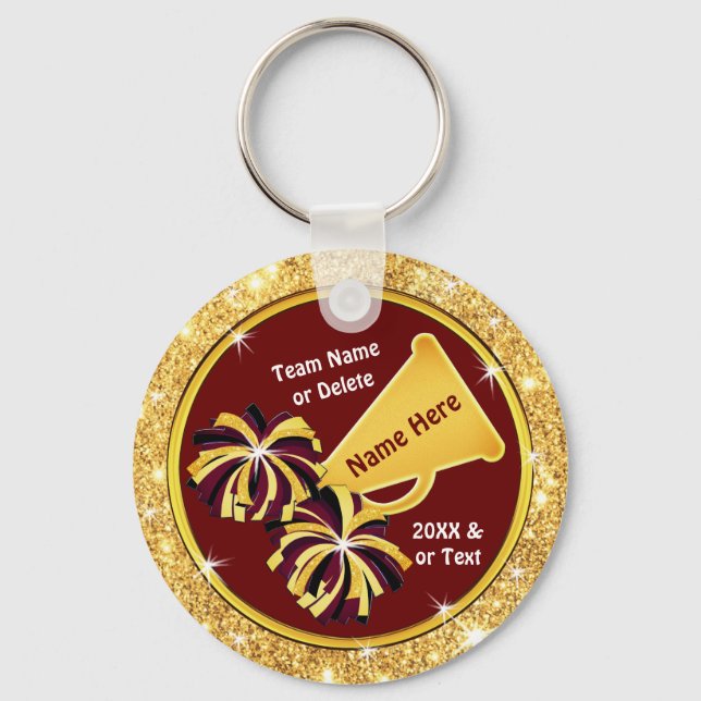 Burgundy Gold, Inexpensive, Cheerleading Gifts, Key Ring (Front)
