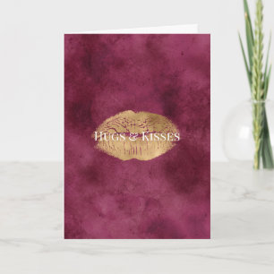 Burgundy Gold Kiss Lips      Card