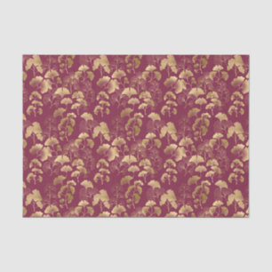 Burgundy Gold Leaf Pattern Tissue Paper