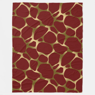 Burgundy & Gold Leopard Print Pattern Fleece Blanket