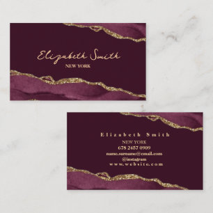  Burgundy & gold Marble Business Card