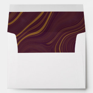 Burgundy Gold Marble Pattern Wedding Envelope
