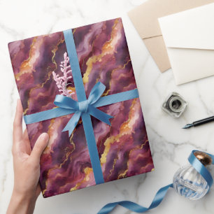 Burgundy & Gold Marble Wrapping Paper