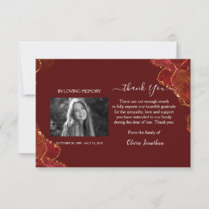 Burgundy & Gold Memorial Thank You Card