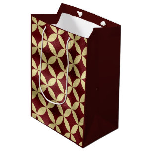 Burgundy gold metallic peel pattern medium gift bag