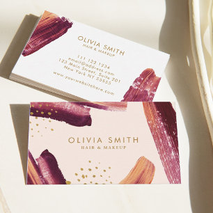 Burgundy & Gold Modern Artistic Brush Texture Business Card