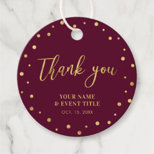 Burgundy & Gold   Modern Birthday Favour Thank you Favour Tags