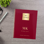 Burgundy gold monogram initials business 2025 planner<br><div class="desc">A burgundy background,  golden text. Personalise and add your logo,  monogram initials,  name and a title year 2025 (or any year). Your logo both on the front and the back.  Space for your website address on the  back.</div>