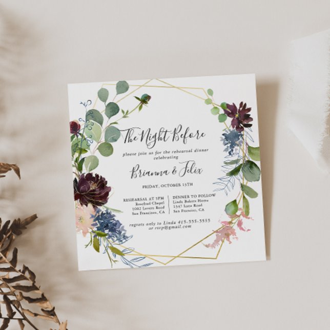 Burgundy Gold Night Before Rehearsal Dinner Invitation (Creator Uploaded)